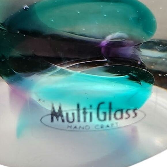 Multi Glass Hand Craft Murono Style Glass Fish set of 2 6.5"x4" 5"x3.5" - Picture 8 of 10